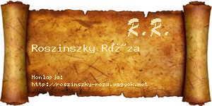 Roszinszky Róza névjegykártya